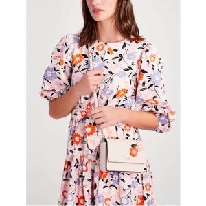 NWT Kate Spade Leather Petal Flap Chain Crossbody Wallet in Milk Glass